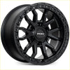 Black matte roh raid 17x9 alloy wheel with rugged multi-spoke design and textured outer rim for 6x139.7 bolt pattern