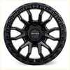 Black matte roh raid alloy wheel 17x9 with rugged multi-spoke design and textured outer rim for tough look
