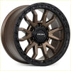 Bronze and black two-tone roh raid matt bronze black lip 17x9 alloy wheel with rugged multi-spoke design