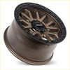 Bronze and black two-tone alloy wheel with intricate spokes and embossed lettering on the roh raid matt bronze black lip rim