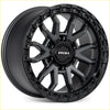 Black matte-finished roh raid matt gunmetal alloy wheel with rugged multi-spoke design and black lip 17x9 6x139.7 25 offset