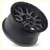 Black matte-finished roh raid alloy wheel with rugged multi-spoke design and embossed lettering on black lip rim