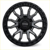 Black roh raid matt gunmetal alloy wheel with rugged multi-spoke design and textured outer rim 17x9 6x139.7 35 offset