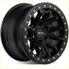 Rohl zullo matt black 17x9 alloy wheel with rugged multi-spoke design and gold-colored lug nuts