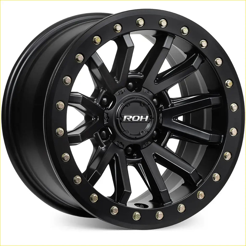 Black roh zullo alloy wheel with matte finish and gold lug nuts 17x9 6x139.7 0 offset designed for trucks