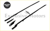 Black metal roof rail rack bars with matching mounting hardware for Land Rover Discovery LR4 2010-2016 back side view