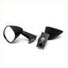 Black glossy round fender side-view mirror with teardrop shape and chrome bracket for toyota hilux 1972-1998