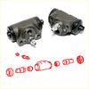Two dark gray metallic rr wheel brake cylinder assemblies with black rubber caps for mitsubishi galant 1.6l 1.8l 2.0l