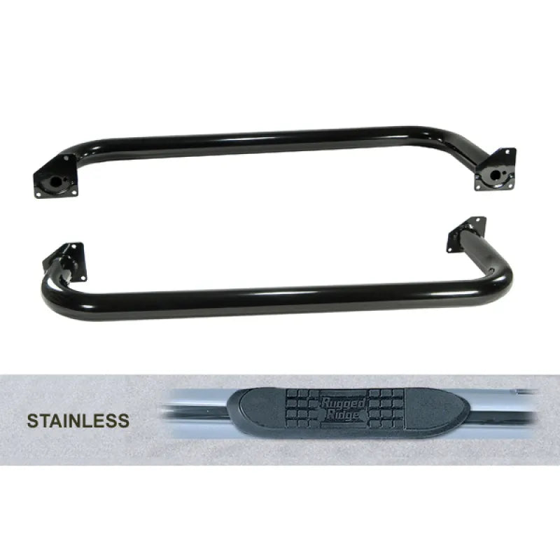 Rugged Ridge 11593.03 3-In Round Tube Side Step SS | Kren Offroad NZ