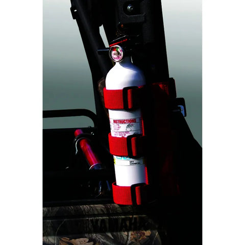 Rugged Ridge Fire Extinguisher Holder Red — fits Jeep Wrangler