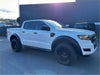 White ford ranger with black wheels featuring a 4 inch oval tube black stainless steel running board for ranger pj pk