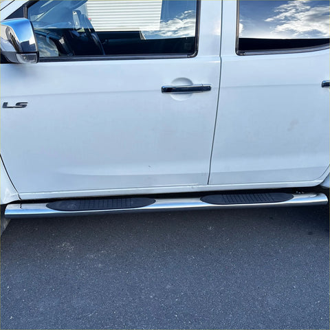 Silver stainless steel running board with black rubber grip pads for hilux vigo 2005-2015 side step