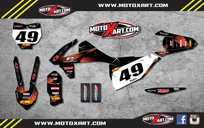 KTM SX SXF Custom Graphics Full Kit - Barbed Style Stickers (2016)