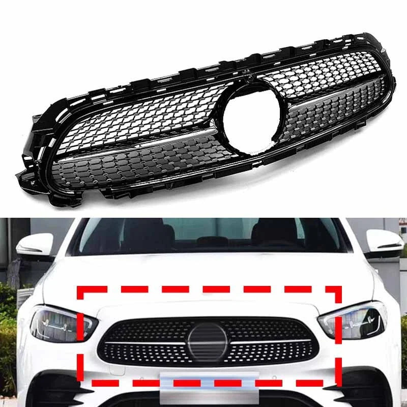 Benz W213 E-Class Black Diamond Style Front Grille Grill Fit (2021-2024)