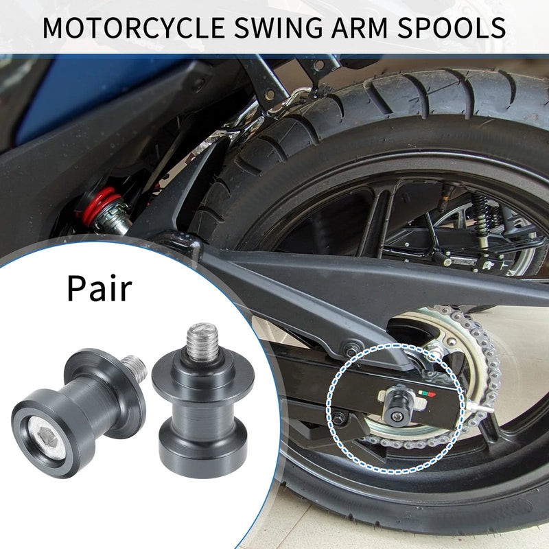Motorbike Pair 8mm CNC Swing Arm Spool Slider Stand Titanium Tone