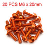 Motorcycle 20 x M6 x 20mm Orange Hexagon License Plates Fairing Bolts Screw