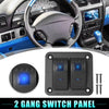 Car Marine 2 Gang 2 x Rocker Toggle Switch Waterproof 12V/24V Blue LED