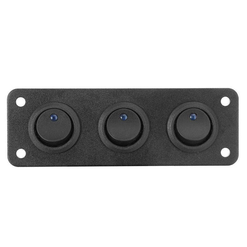 Car, Marine, RV, Truck 3 Gang Blue LED 12V Toggle Rocker Switch Panel
