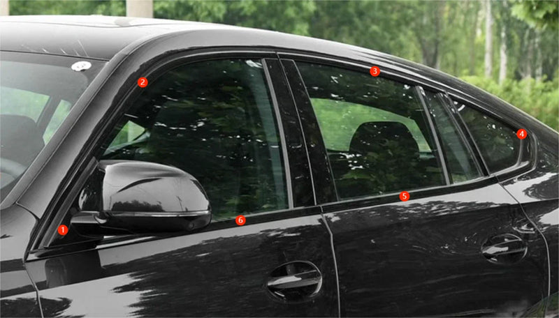 2019-2023 BMW X7 Steel Glossy Black Window Side Molding Covers (2019-2023)