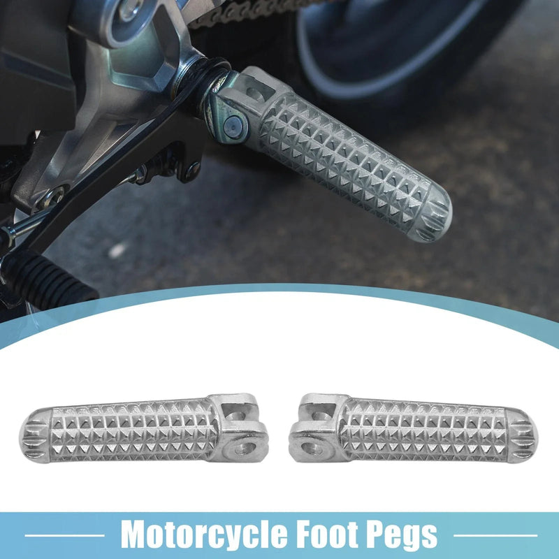 Motorcycle 2 x 8mm Aluminum Aolly Footrest Footpeg Silver Tone