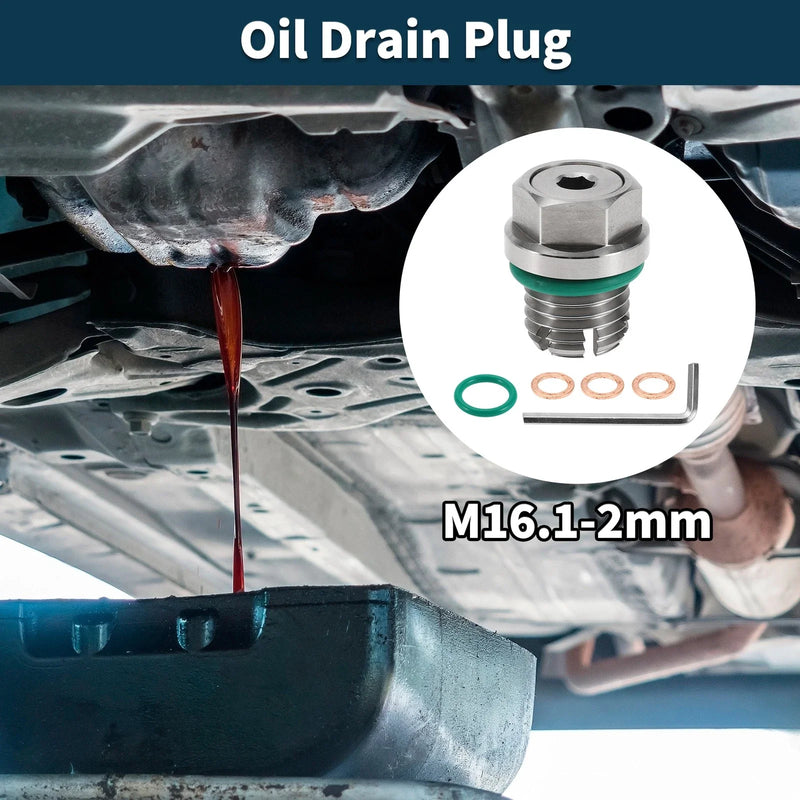Car Motorcycle Silver Tone M16.1-2mm Copper Oil Drain Plug With Gasket