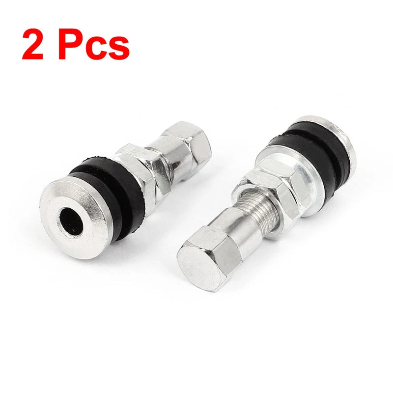 Car Bike Quad Motorcycle 2 x Metal Tubeless Tyre Valve + Dust Cap