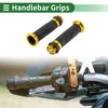 Motorcycle Grips Rubber Black Gold Tone 7/8" 22mm Hand Grip Cover