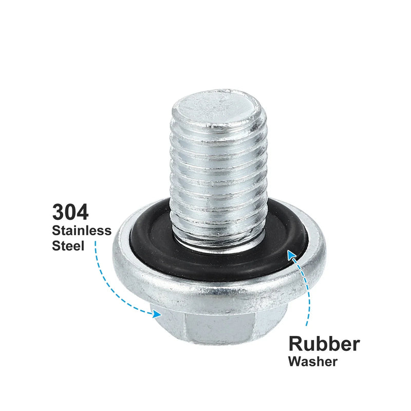 Chevrolet Malibu Silver Tone 4 Pcs M12x1.75 Engine Oil Drain Plug Screw