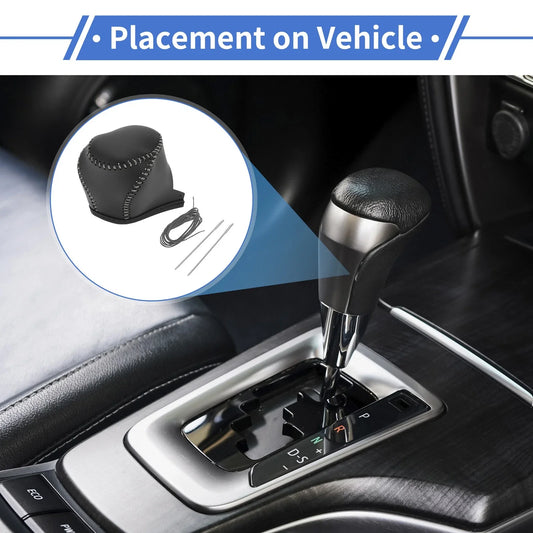 Gear Shift Knob Cover for Toyota CH-R 2017-2021 Black Grey Faux Leather