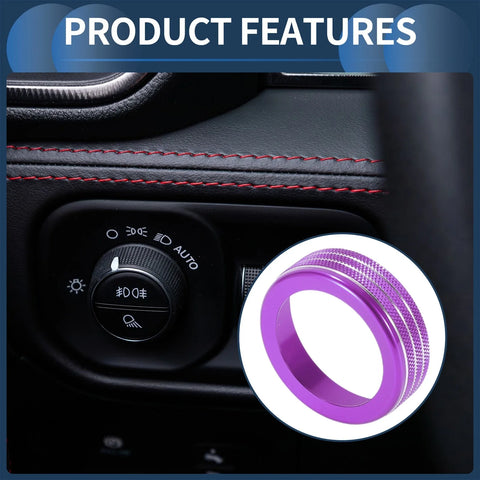 Dodge RAM (2018 - 2022) Purple Headlight Fog Light Switch Knob Cover Ring
