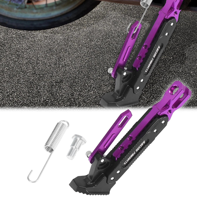 Motorcycle Kickstand Aluminum Alloy Side Parking Foot Stand Holder Purple