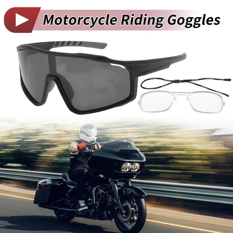 Motorcycle Set Motorcycle Goggles Black Lens Gray Frame Tri-Acetyl Cellulos