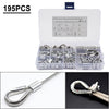 195Pcs M2/3/4/5 Thimble & 6-Size Aluminum Crimping Loop Sleeves