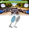 All Models Motorcycle Rear View Mirrors 1 x Set Oval Shape Silver Tone Aluminum Alloy