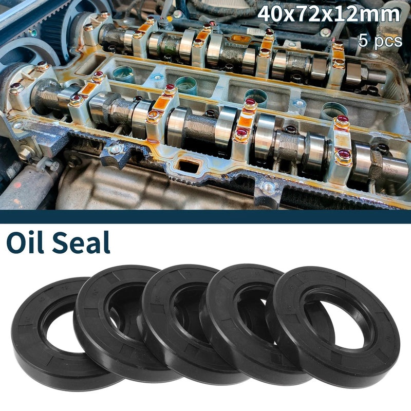 Oil Seal 40x72x12mm NBR Black 5Pcs