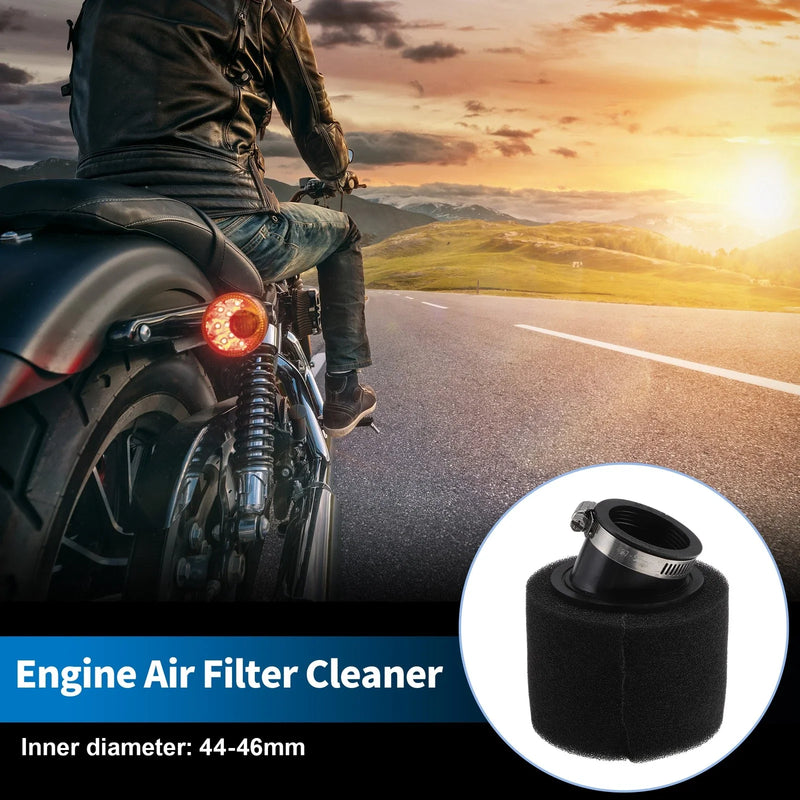 Motorcycle Air Filter 44-46mm Universal Rubber Foam Black 1 Set