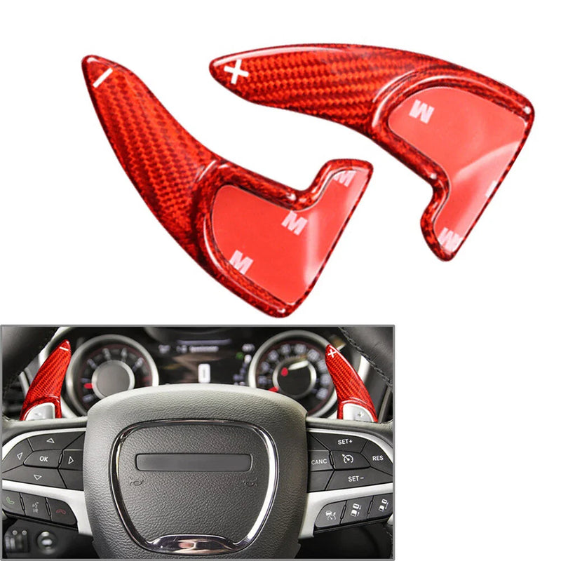 Dodge Challenger Charger Carbon Fiber Red Steering Wheel Shift Paddle