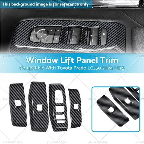 Toyota Prado LC250 4 x Window Lift Panel Trim ABS Carbon Fiber (2024-2025)
