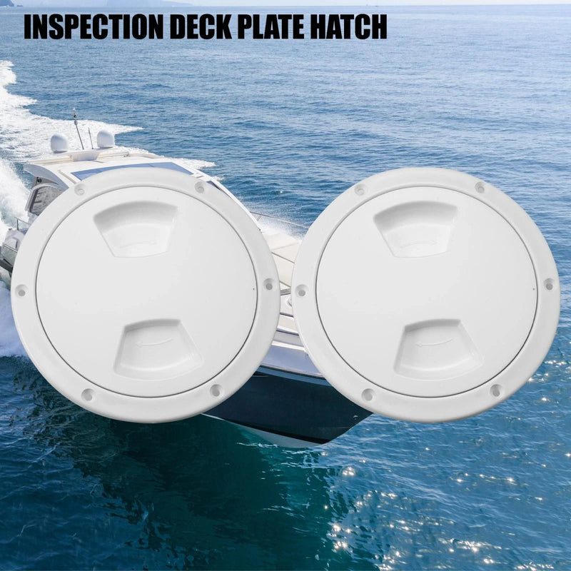 2 x 5in Marine Boat Round Deck Plate Hatch with Detachable Cover White