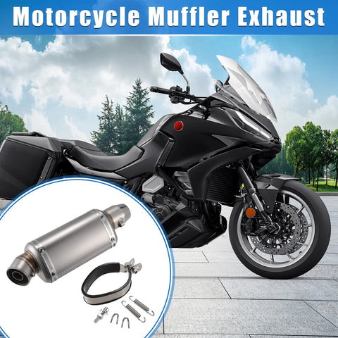 Motorcycle Car Muffler Exhaust 12.20 Length 1.50 ID Matte Silver Tone