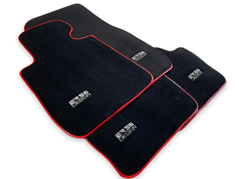 BMW 5 Series F07 GT Premium Black Red Round Floor Mats (2010-2017)
