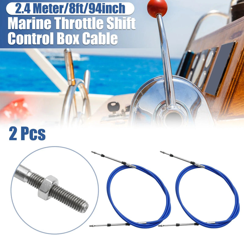 2 x Marine Throttle Shift Remote Control Box Cable Steel