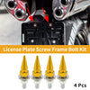 Universal Motorcycle M6 License Plate Screws Cover 54mm Gold Tone 4 Pcs