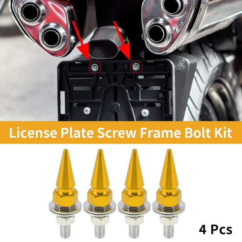 Universal Motorcycle M6 License Plate Screws Cover 54mm Gold Tone 4 Pcs