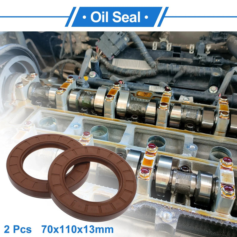 Oil Seal 70x110x13mm Brown 2 x Pcs FKM Rubber