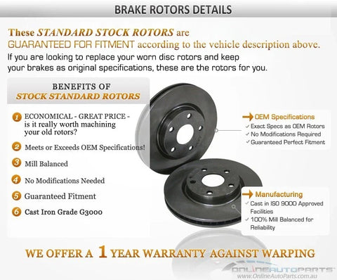 Ford AU Series 1 (1998-2000) with Disc Pads Rear Disc Brake Rotors