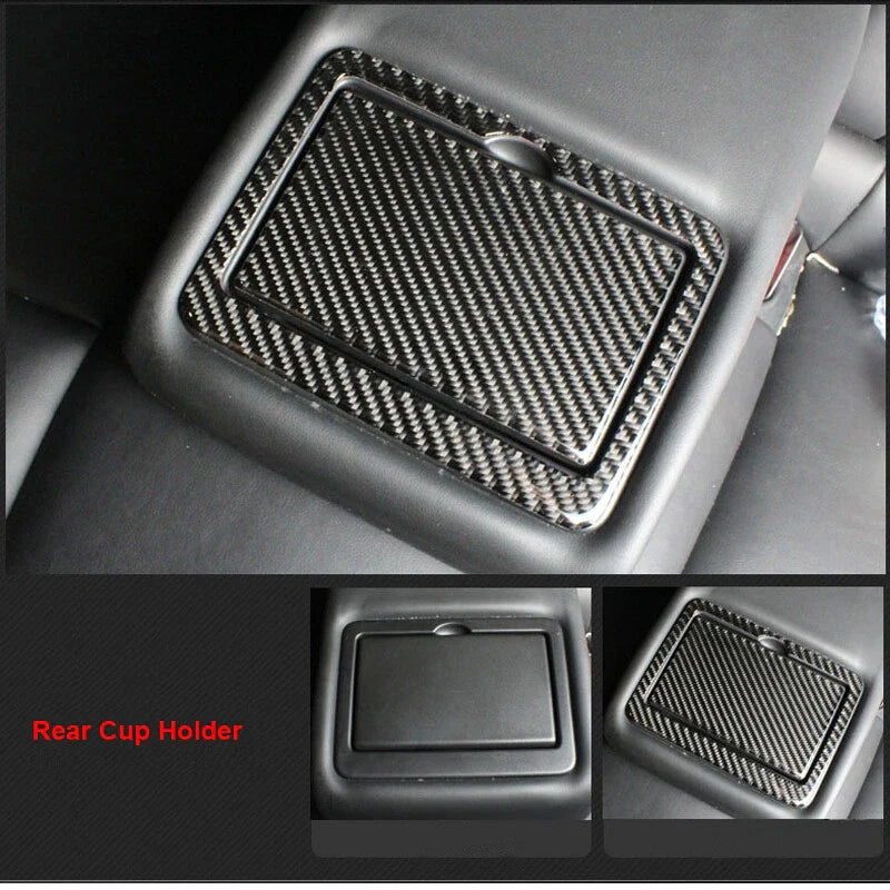 fit for Infiniti Q50 Carbon Fiber Rear Seat Cup Holder Panel Interior Trim