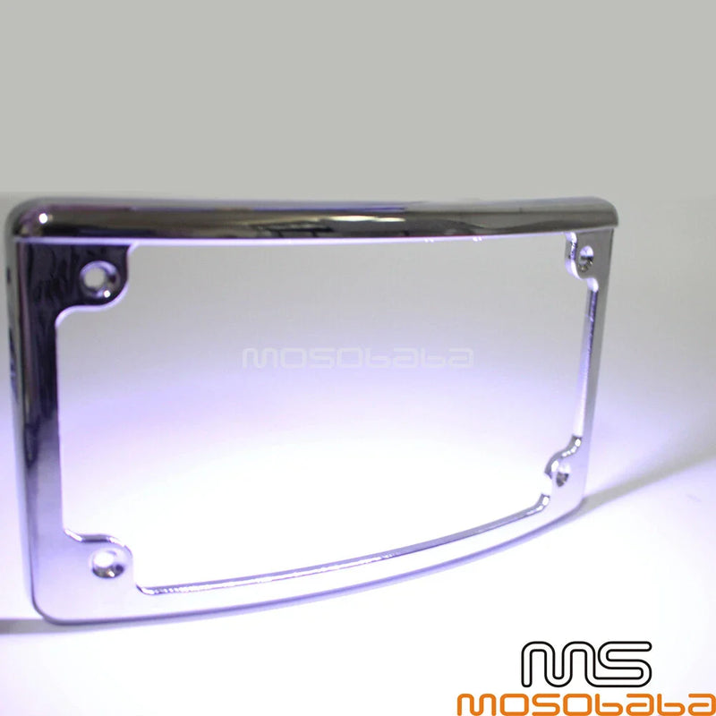 Harley Custom Bobber 4x7 Curved License Plate Frame w/ LED Light