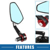 Motorcycle Rear View Side Handlebar Rearview Mirror Blue Lens Red 1 Pair
