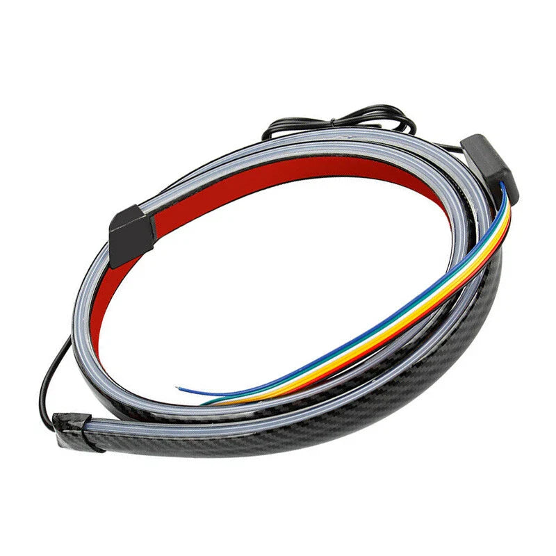 Car Rear Wing Spoiler Lip Trim LED Tail Brake Light Strip